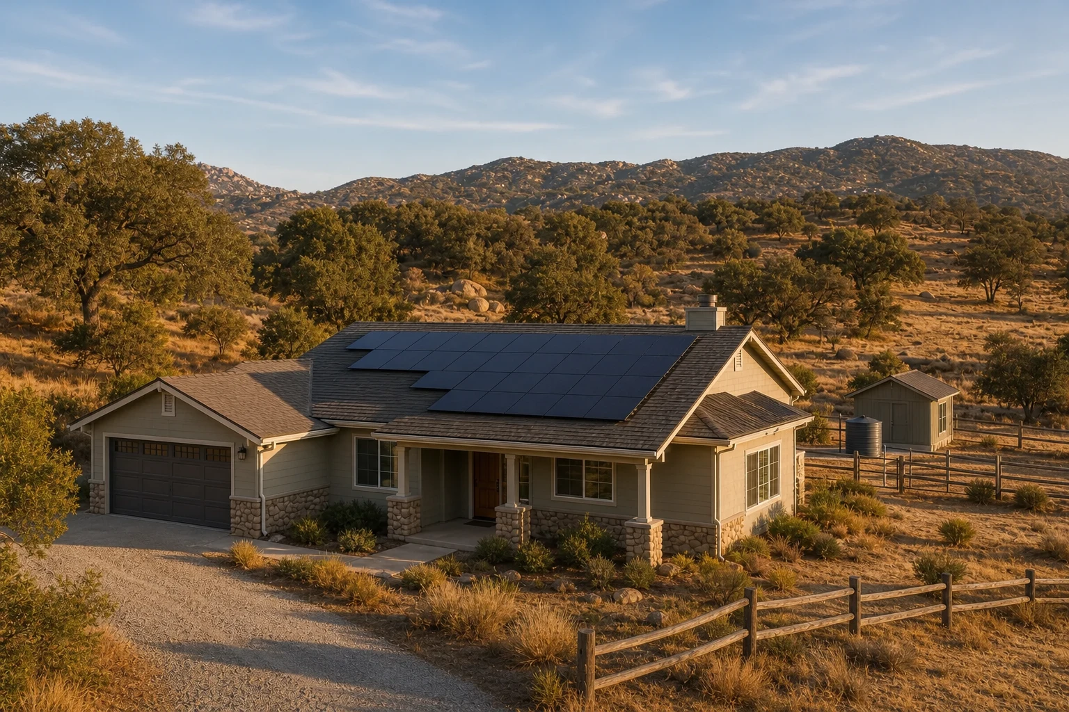 Anza property with rooftop solar and landscape conditions representative of the local service area.
