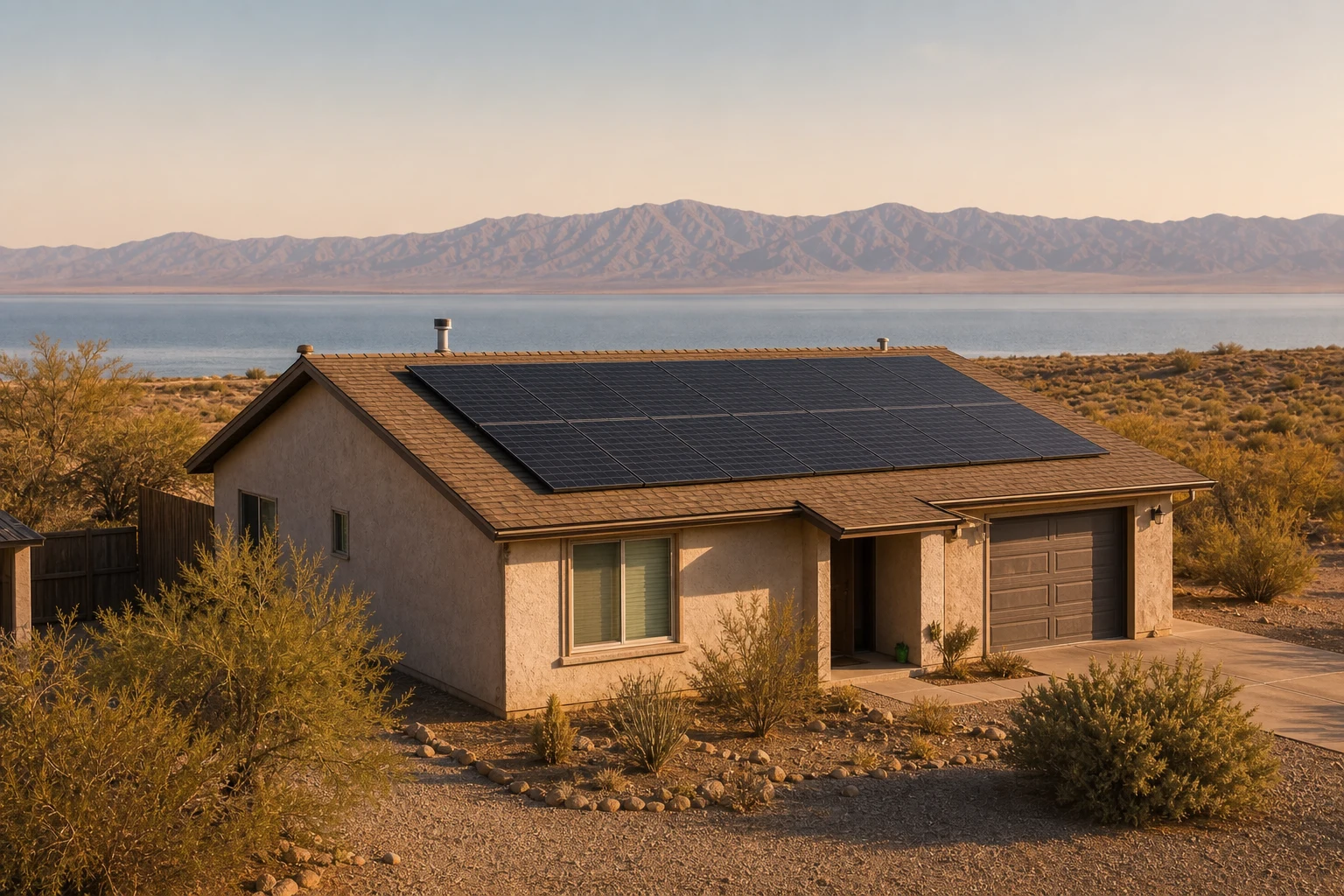 North Shore / Salton Sea property with rooftop solar and landscape conditions representative of the local service area.